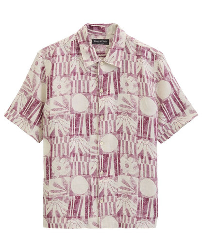 MARC O'POLO Kurzarm-Leinenhemd mit Allover-Print