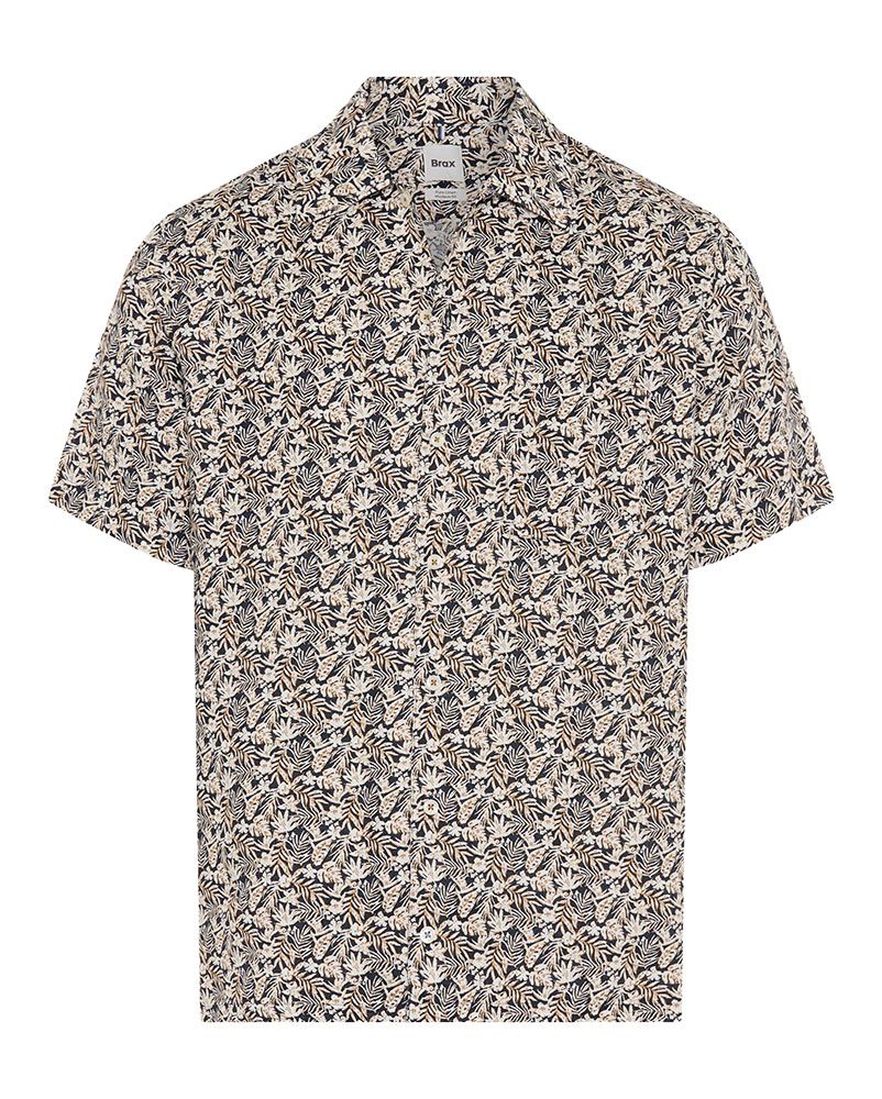 BRAX Kurzarm-Leinenhemd mit Blumenprint