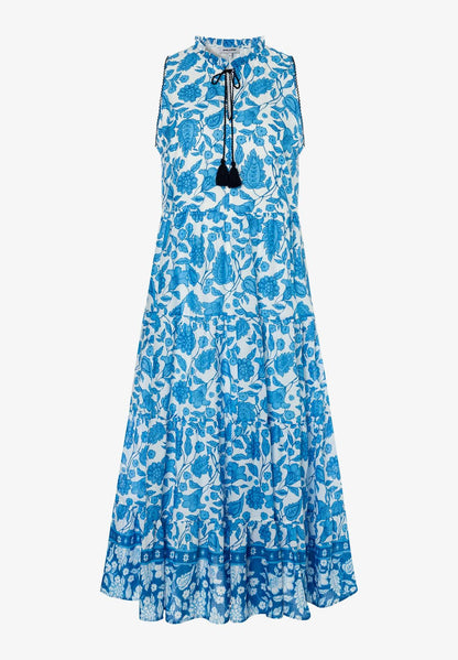 MORE & MORE Sommerkleid mit blau/weiß Print 42