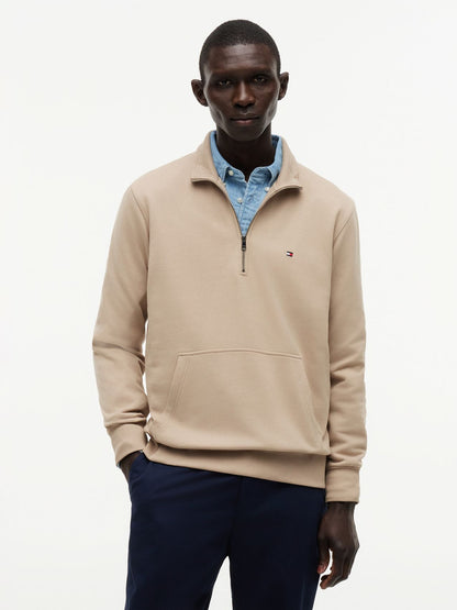TOMMY HILFIGER Sweatshirt mit Viertelreißverschluss und Stickerei