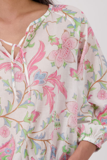 MONARI Bluse, champagne beige gemustert