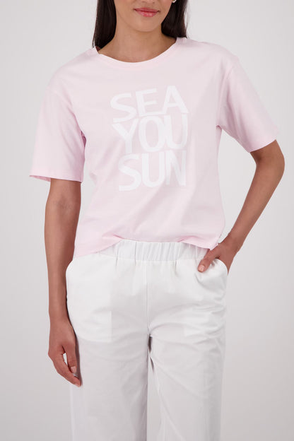 MONARI T-Shirt mit „Sea you sun“-Schriftzug 46