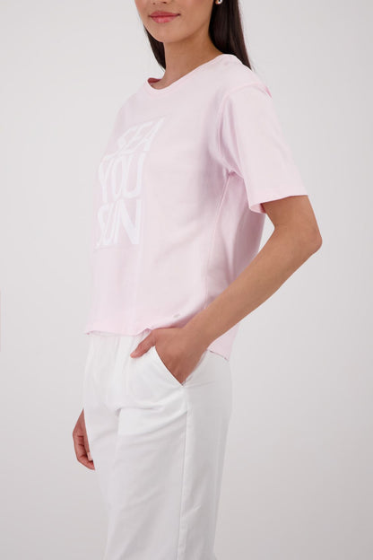 MONARI T-Shirt mit „Sea you sun“-Schriftzug