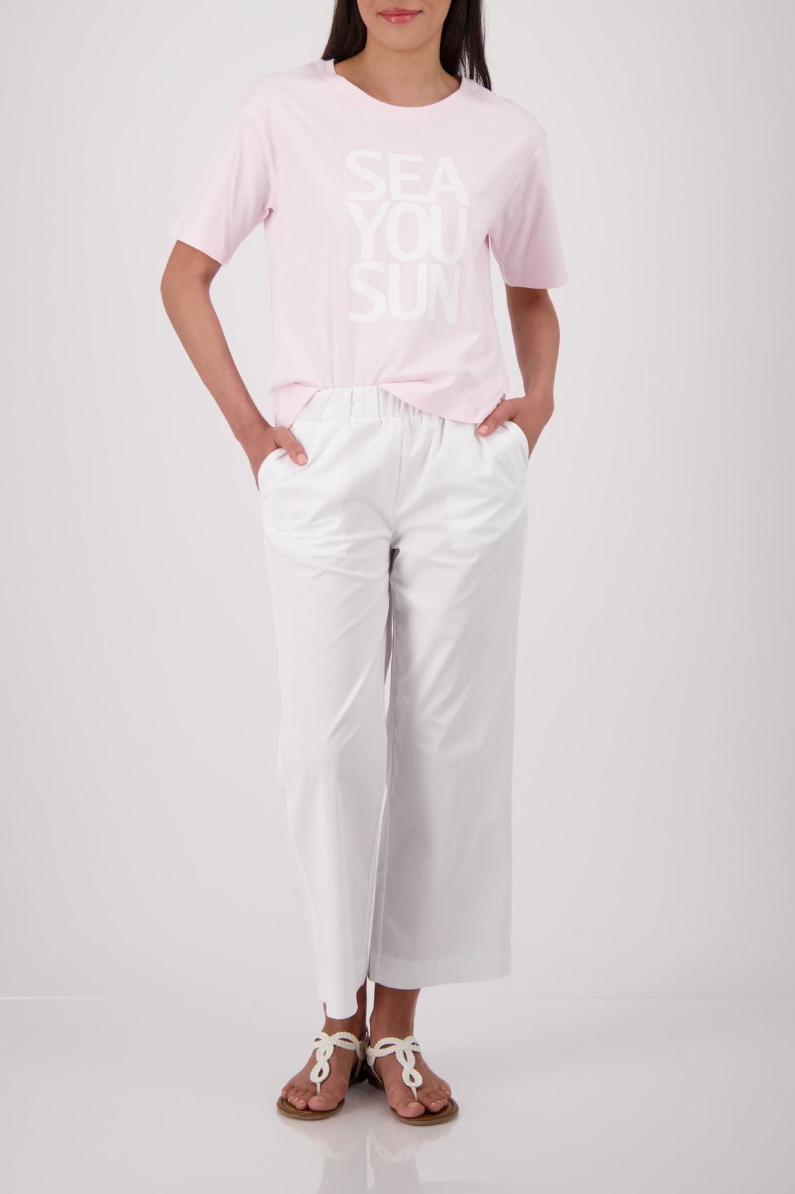 MONARI T-Shirt mit „Sea you sun“-Schriftzug