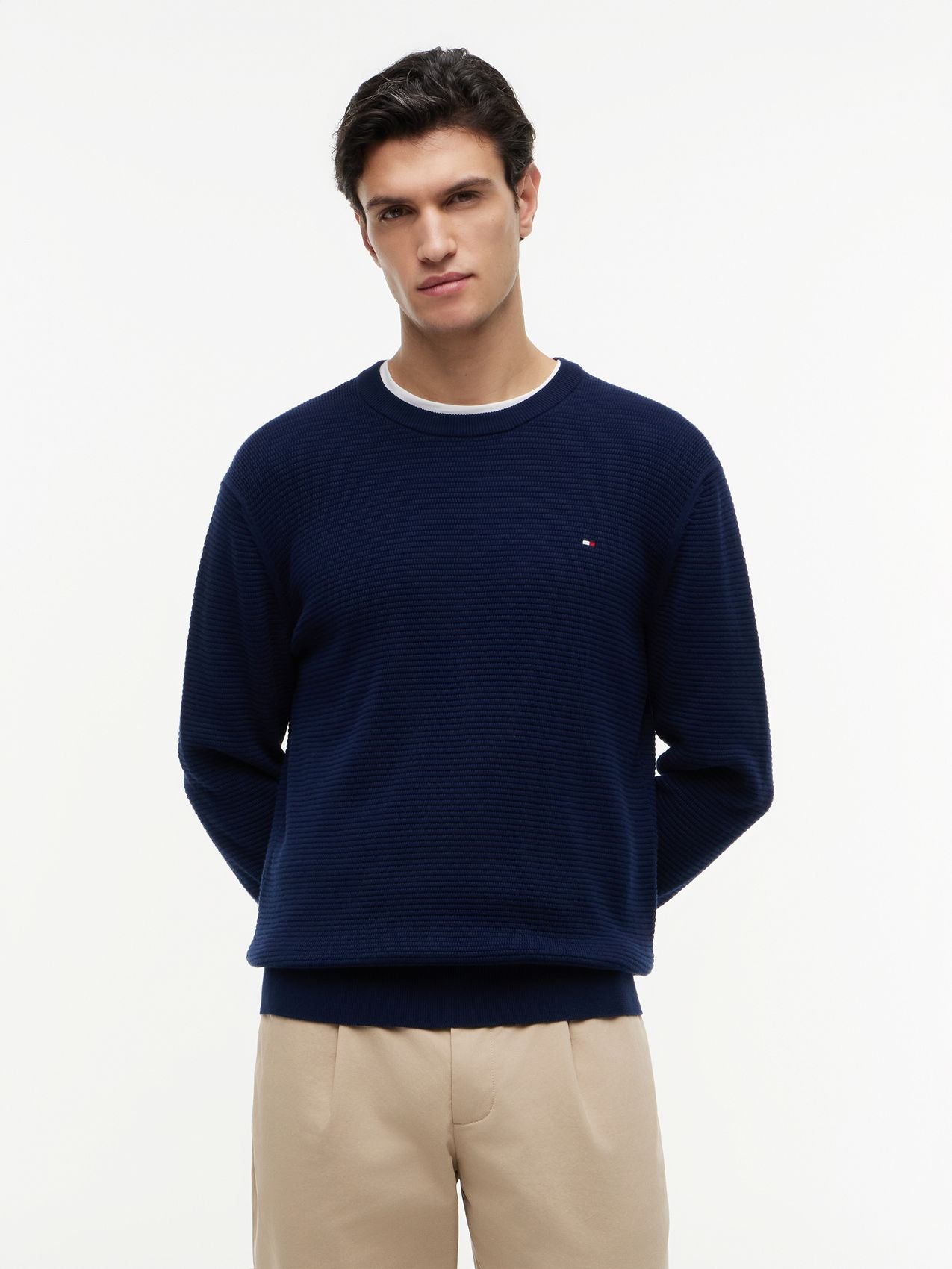 TOMMY HILFIGER Strukturierter Pullover mit Stickerei
