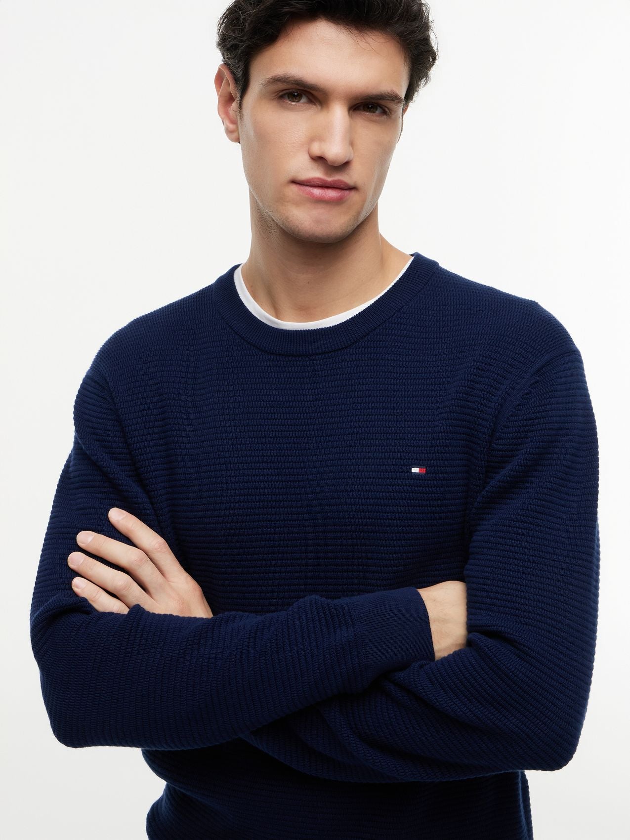 TOMMY HILFIGER Strukturierter Pullover mit Stickerei