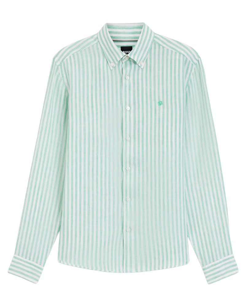 HUGO BOSS Gestreiftes Leinenhemd, regular fit