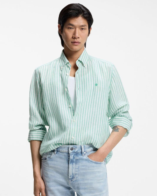 HUGO BOSS Gestreiftes Leinenhemd, regular fit