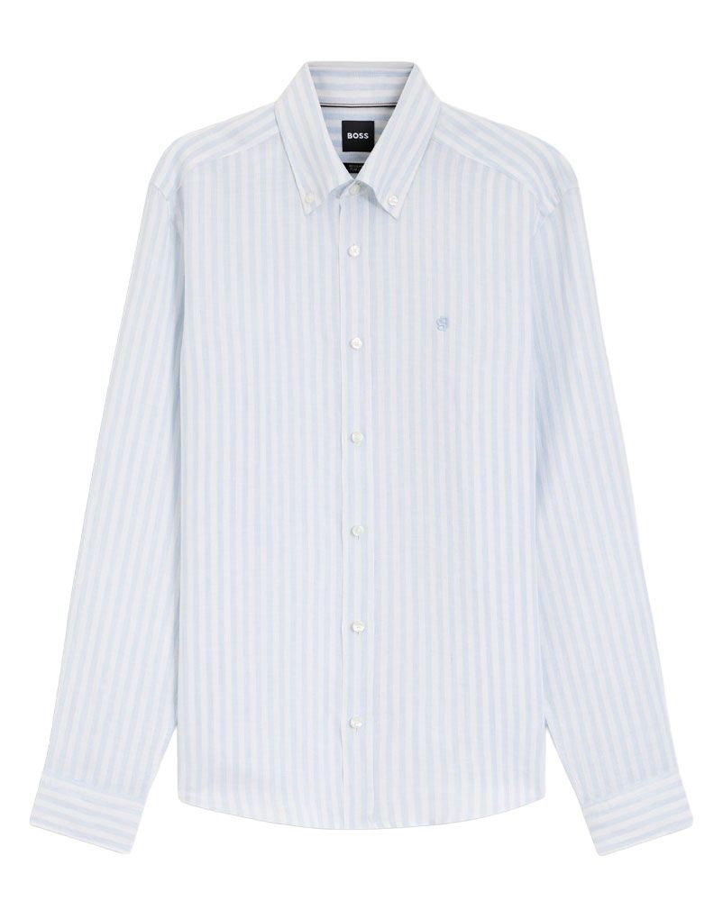 HUGO BOSS Gestreiftes Leinenhemd, regular fit