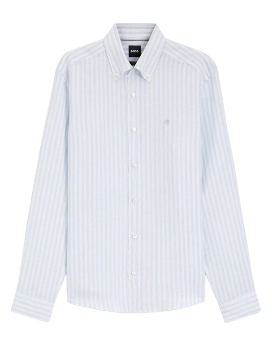 HUGO BOSS Gestreiftes Leinenhemd, regular fit