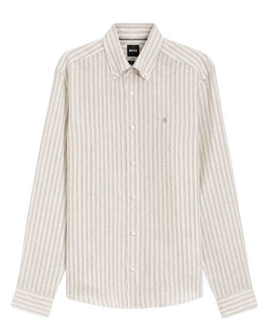 HUGO BOSS Gestreiftes Leinenhemd, regular fit