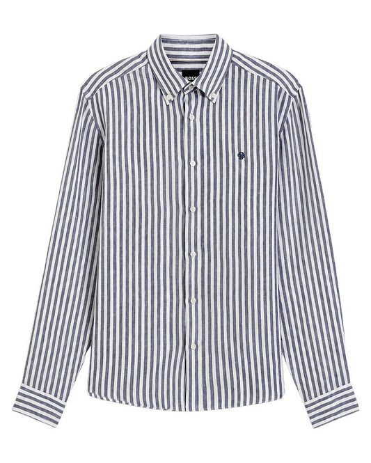 HUGO BOSS Gestreiftes Leinenhemd, regular fit