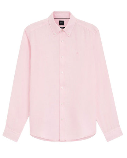 HUGO BOSS Leinenhemd mit Button-Down Kragen, regular fit