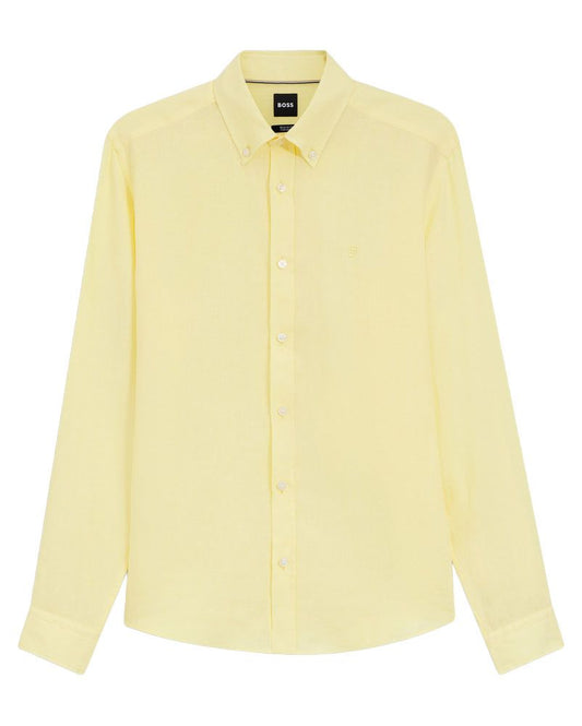 HUGO BOSS Leinenhemd mit Button-Down Kragen, regular fit