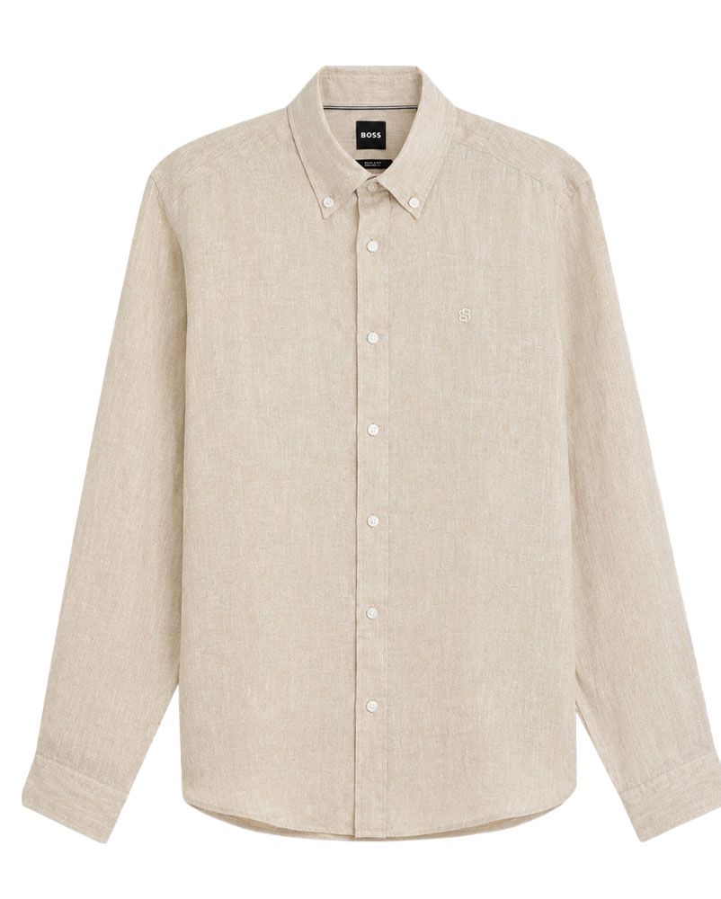 Leinenhemd mit Button-Down Kragen, regular fit