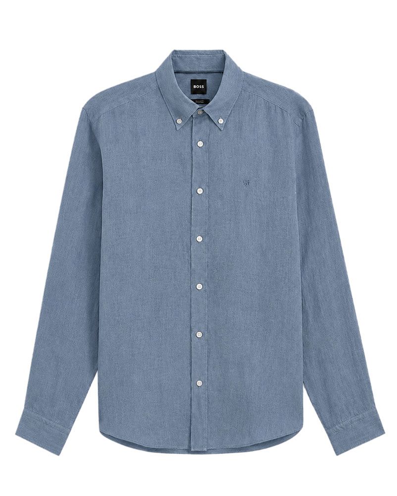 Leinenhemd mit Button-Down Kragen, regular fit