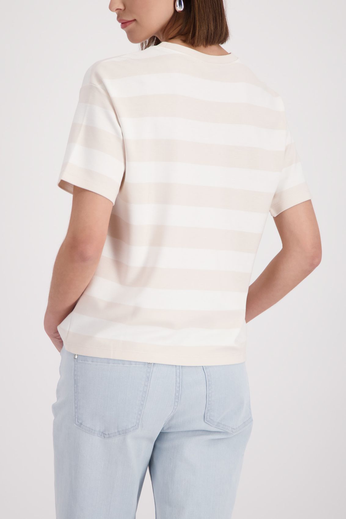 MONARI Sweatshirt, champagne beige ringel