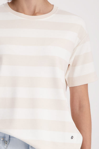 MONARI Sweatshirt, champagne beige ringel