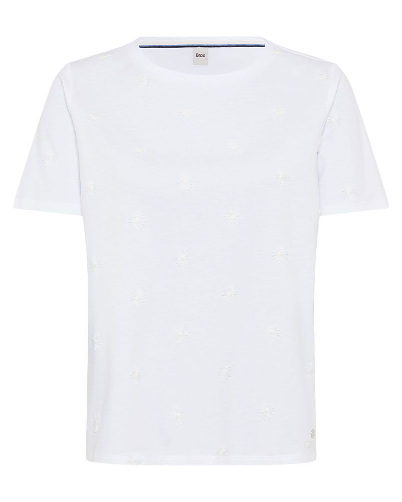 Baumwollshirt mit Blumenstickerei "Cira S"
