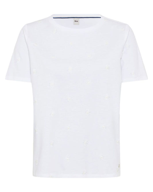 BRAX Baumwollshirt mit Blumenstickerei "Cira S"