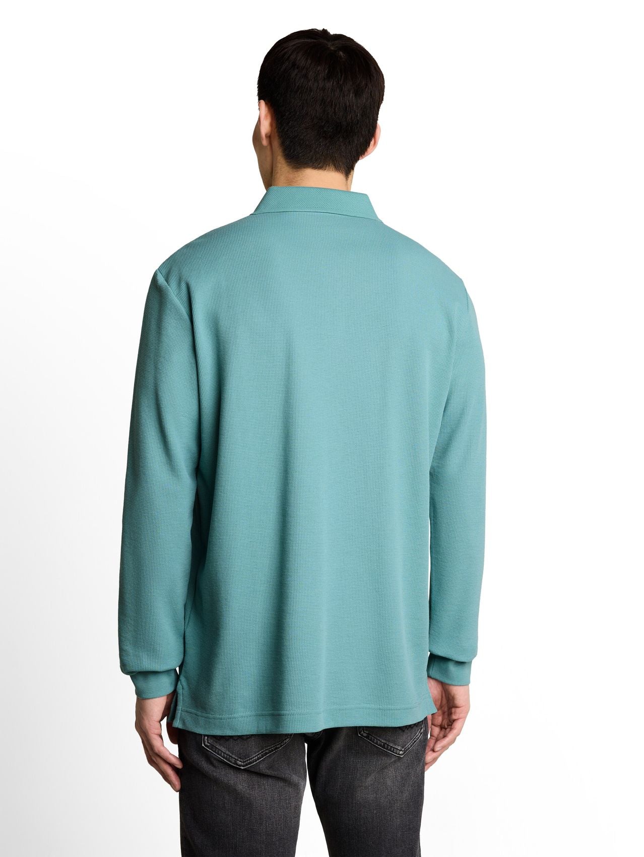TOM TAILOR Langarm Poloshirt mit Waffelstruktur