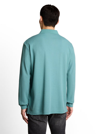TOM TAILOR Langarm Poloshirt mit Waffelstruktur