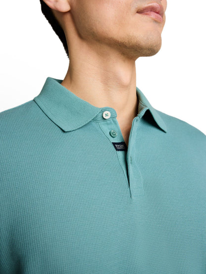 TOM TAILOR Langarm Poloshirt mit Waffelstruktur