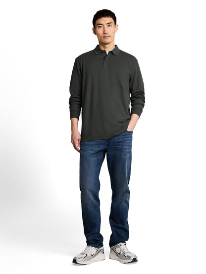 TOM TAILOR Langarm Poloshirt mit Waffelstruktur