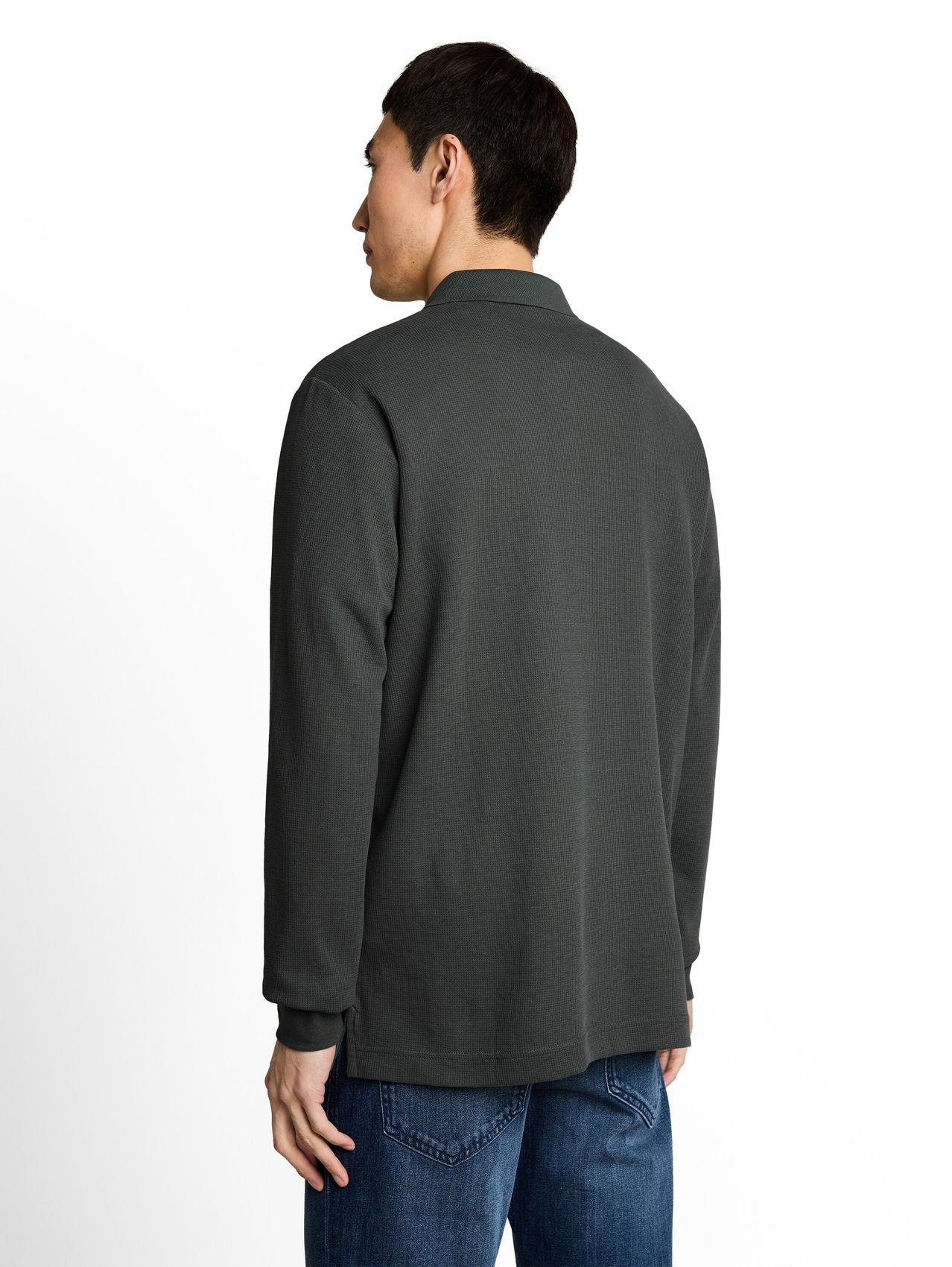 TOM TAILOR Langarm Poloshirt mit Waffelstruktur