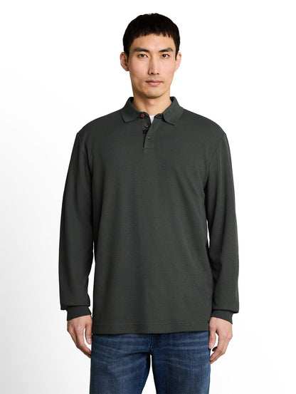 TOM TAILOR Langarm Poloshirt mit Waffelstruktur