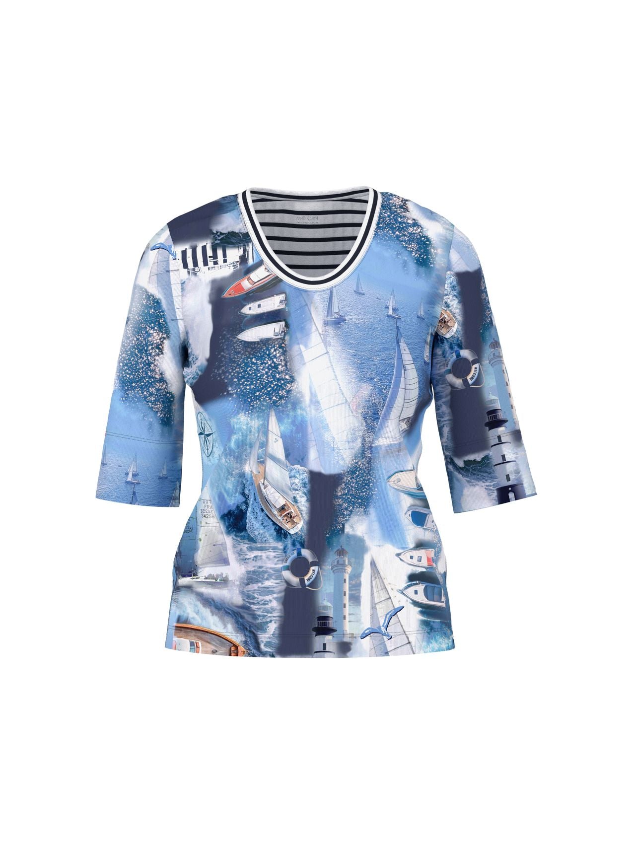 MARC CAIN T-Shirt mit maritimem Print 44