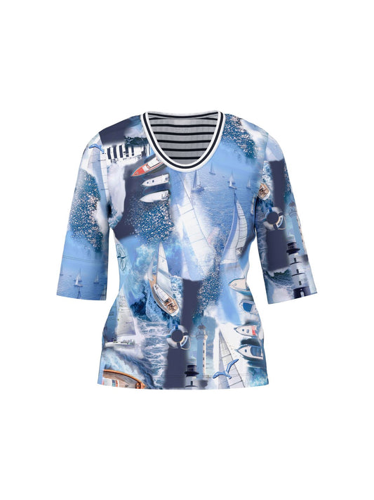 MARC CAIN T-Shirt mit maritimem Print 44