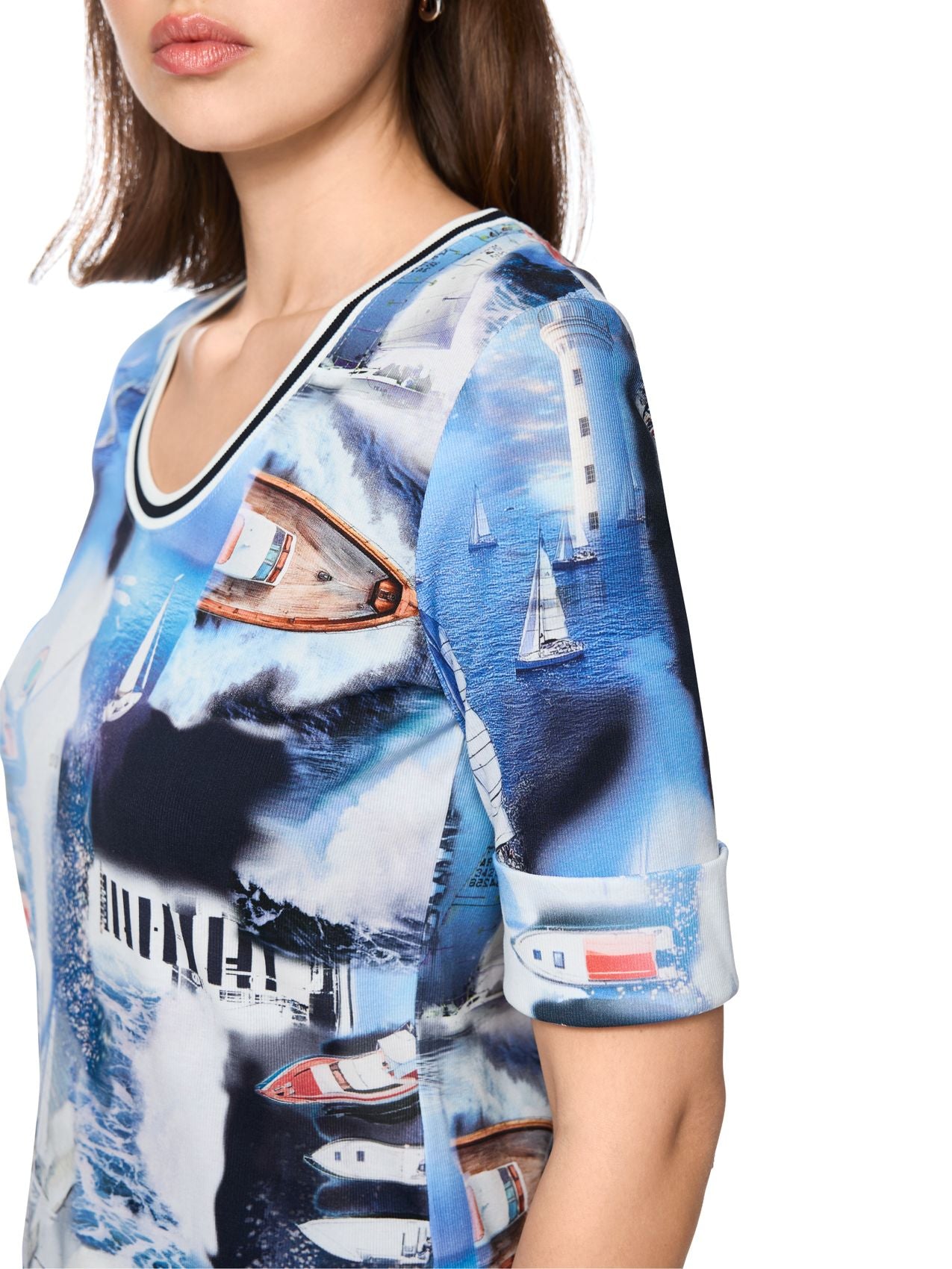 MARC CAIN T-Shirt mit maritimem Print