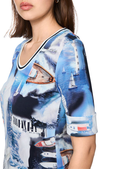 MARC CAIN T-Shirt mit maritimem Print
