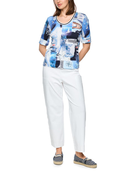 MARC CAIN T-Shirt mit maritimem Print