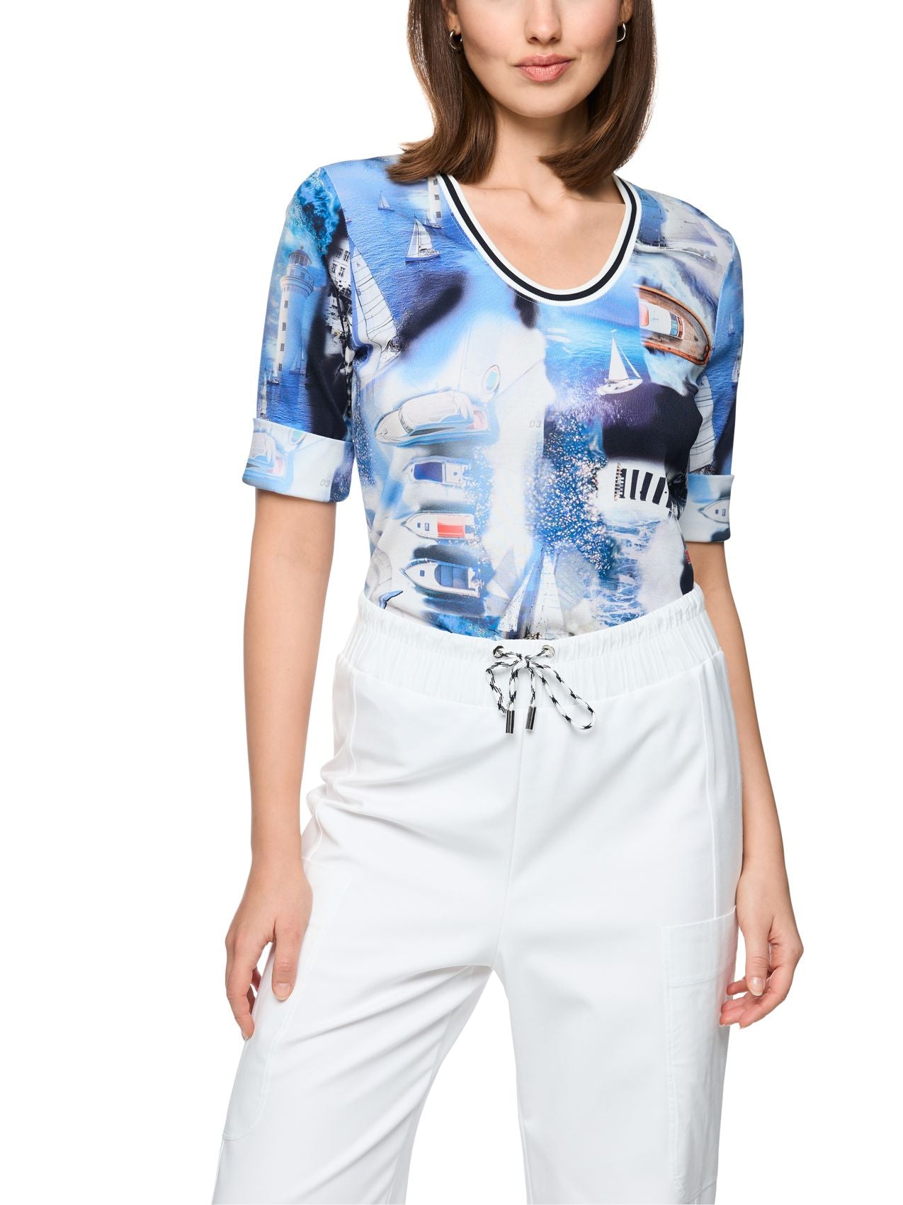 MARC CAIN T-Shirt mit maritimem Print