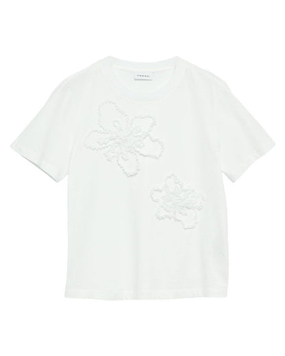 COMMA T-Shirt mit Blumenapplikationen