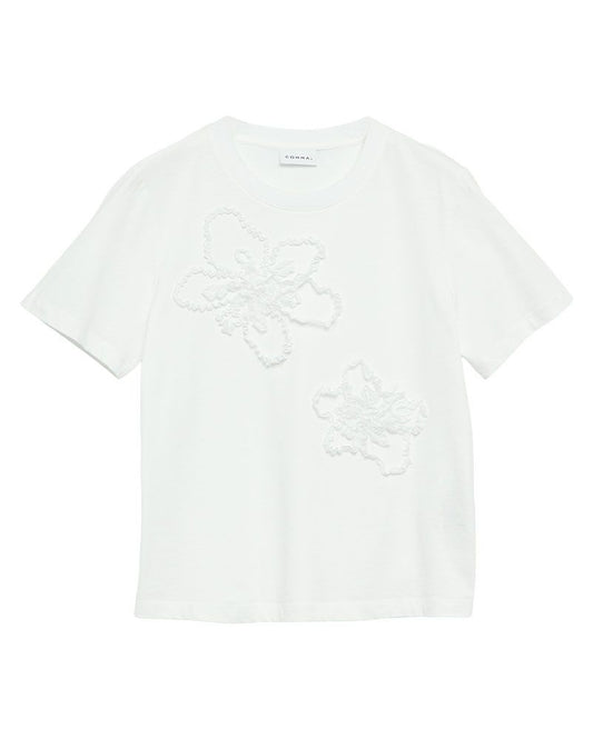 COMMA T-Shirt mit Blumenapplikationen
