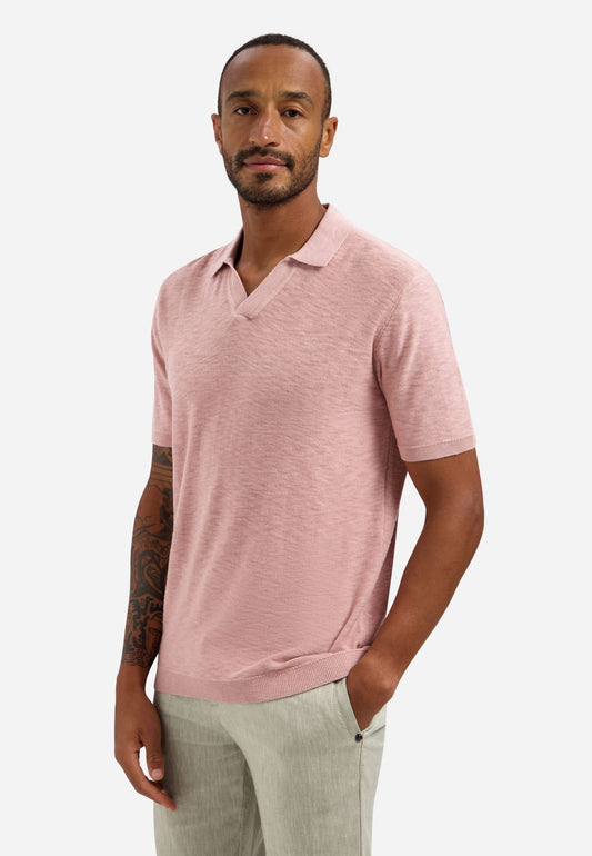 NO EXCESS Pullover Short Sleeve V-Polo Slub XXL