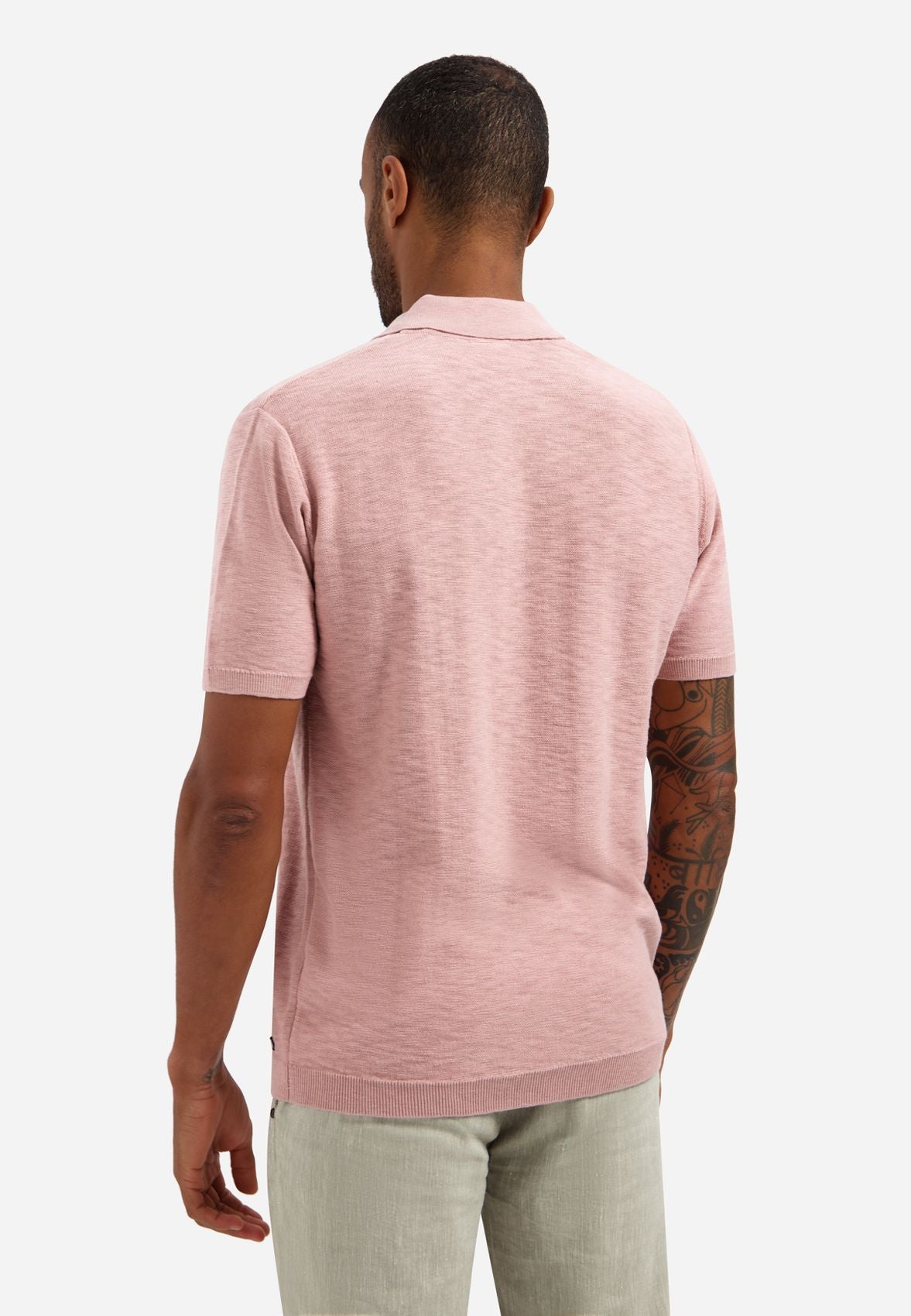 NO EXCESS Pullover Short Sleeve V-Polo Slub