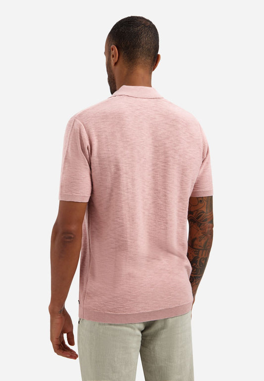NO EXCESS Pullover Short Sleeve V-Polo Slub