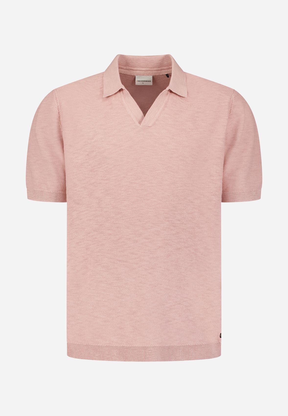 NO EXCESS Pullover Short Sleeve V-Polo Slub