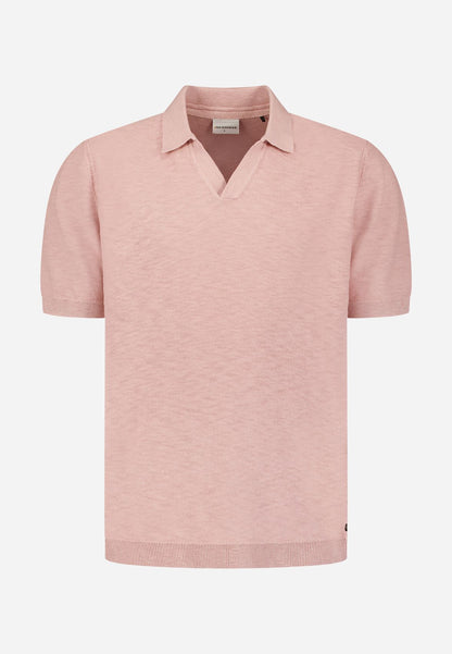 NO EXCESS Pullover Short Sleeve V-Polo Slub
