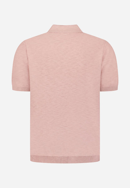 NO EXCESS Pullover Short Sleeve V-Polo Slub
