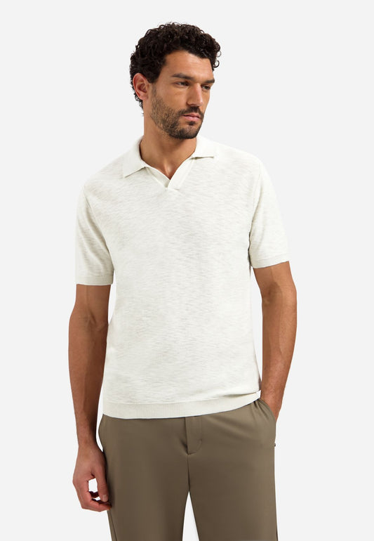 NO EXCESS Pullover Short Sleeve V-Polo Slub