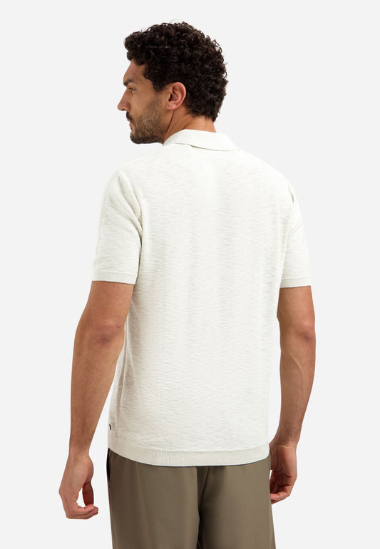 NO EXCESS Pullover Short Sleeve V-Polo Slub