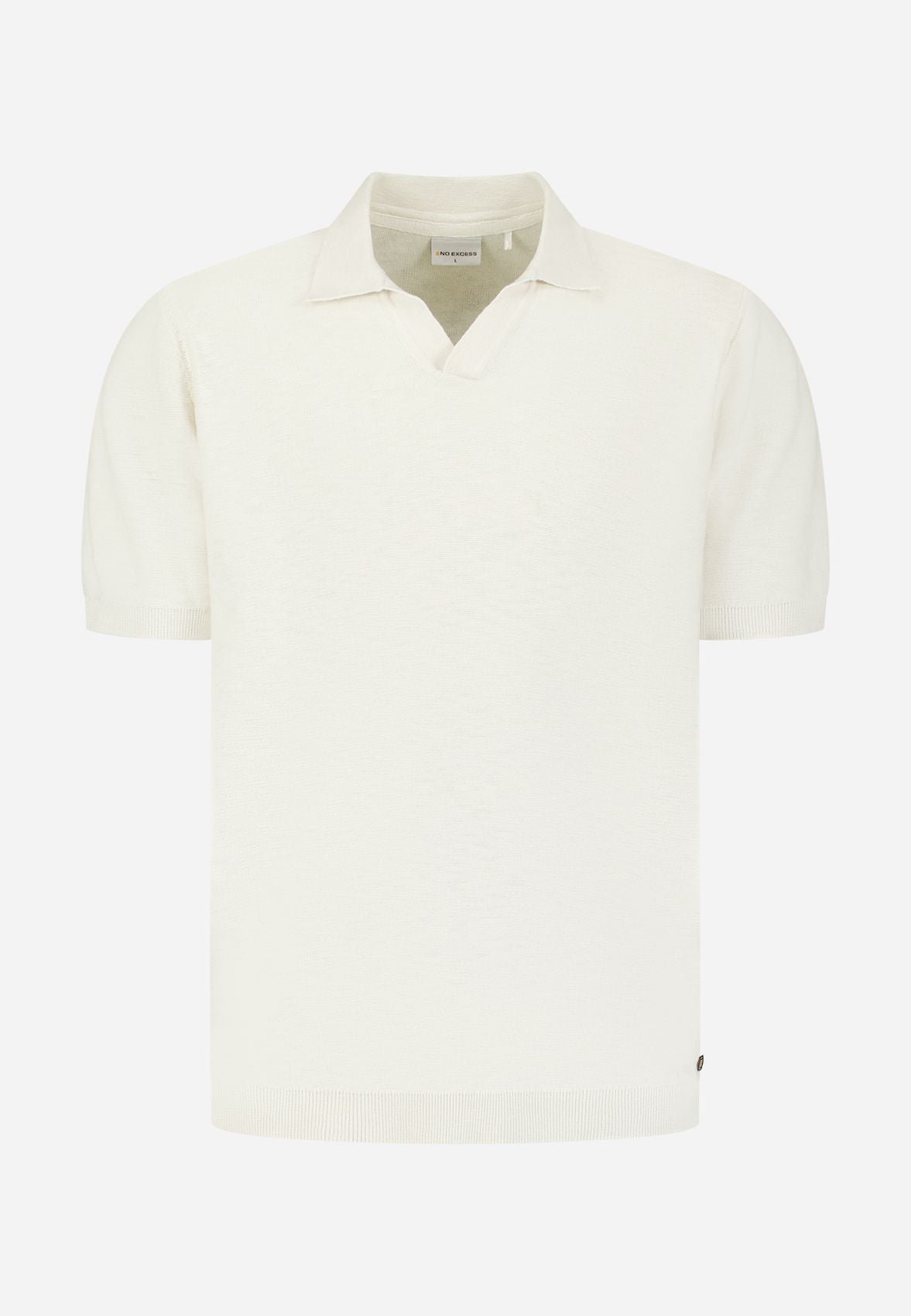 NO EXCESS Pullover Short Sleeve V-Polo Slub