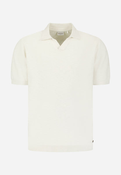 NO EXCESS Pullover Short Sleeve V-Polo Slub