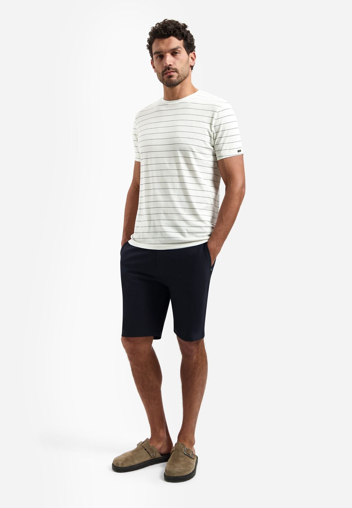 NO EXCESS T-Shirt Crewneck Pin Stripe Garment Dyed