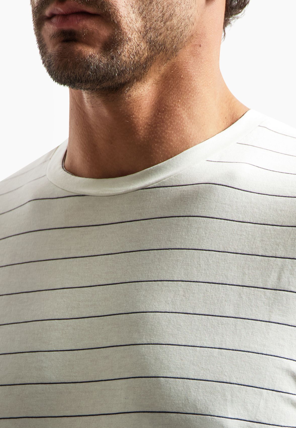 NO EXCESS T-Shirt Crewneck Pin Stripe Garment Dyed